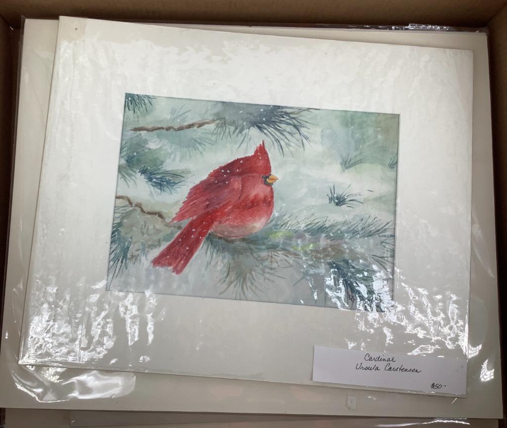 Box lot including collection of 7 unframed watercolor (1 of 2)