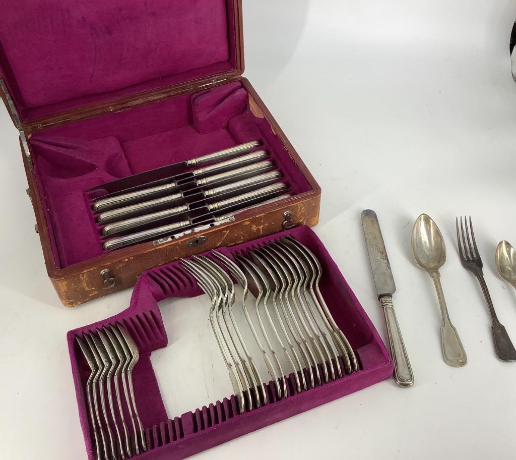 Partial set of Heavy European silver plate flatware- (1 of 2)