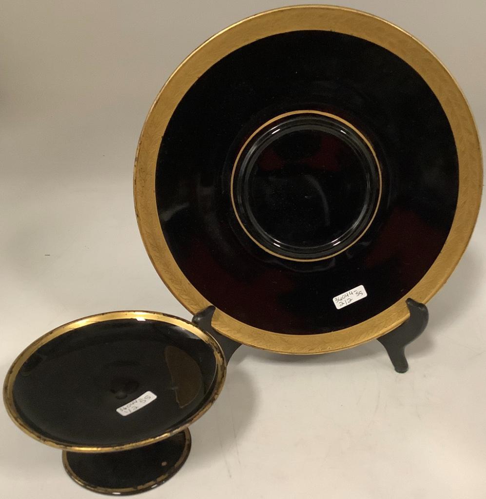 Cambridge Ebony cheese & cracker, 9 7/8” plate w/ gold (1 of 3)