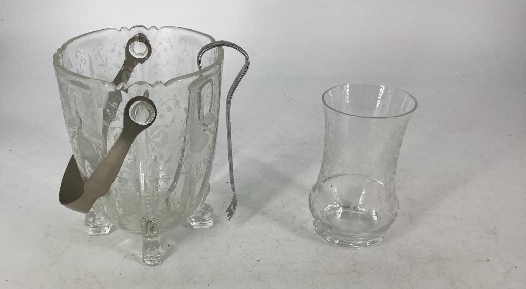 9 pieces Heisey orchid etch including ice bucket and 8 (1 of 1)