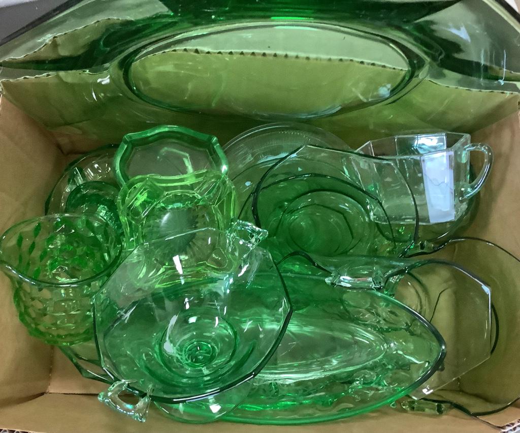 Lot of green glass to include Heisey , Moongleam items (1 of 1)