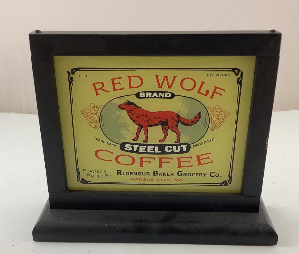 Red Wolf Brand sign.11”x11.5”.: Red Wolf Brand sign.11”x11.5”.