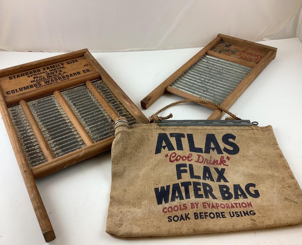 2 wash boards and a vintage bag that can be used to (1 of 1)