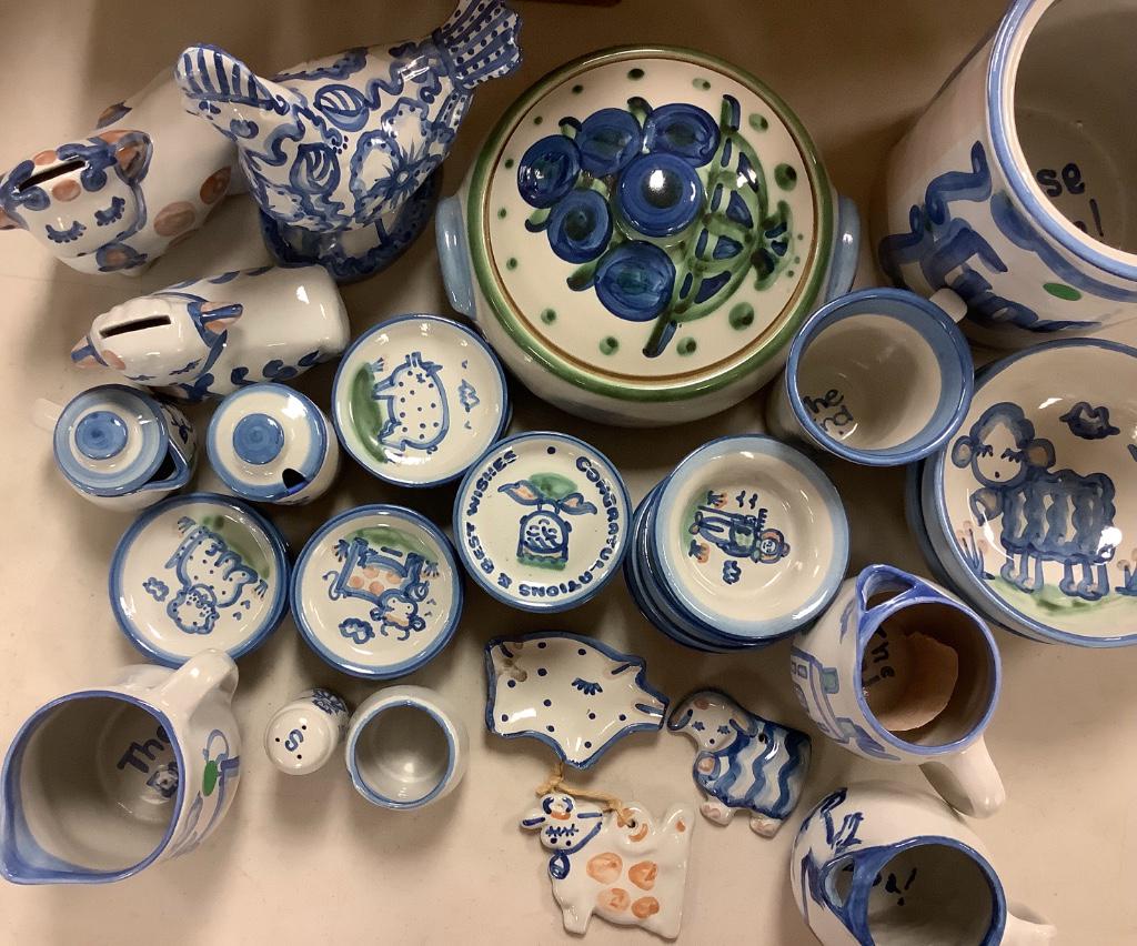 M A Hadley Louisville stoneware hand painted with farm (1 of 1)