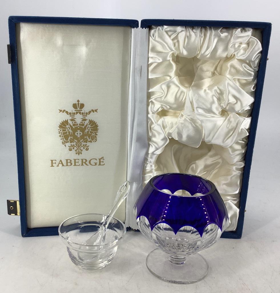Faberge Crystal Caviar Service , Cobalt Blue Paris and (1 of 6)