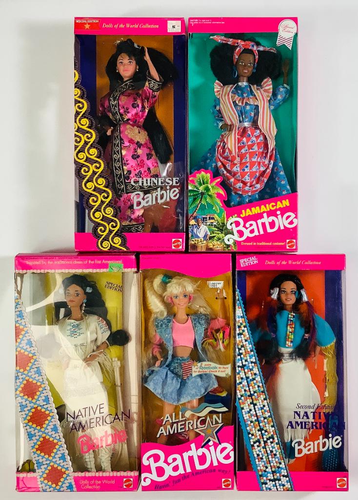 (5) BARBIES including ALL AMERICAN BARBIE, DOTW CHINESE (1 of 1)
