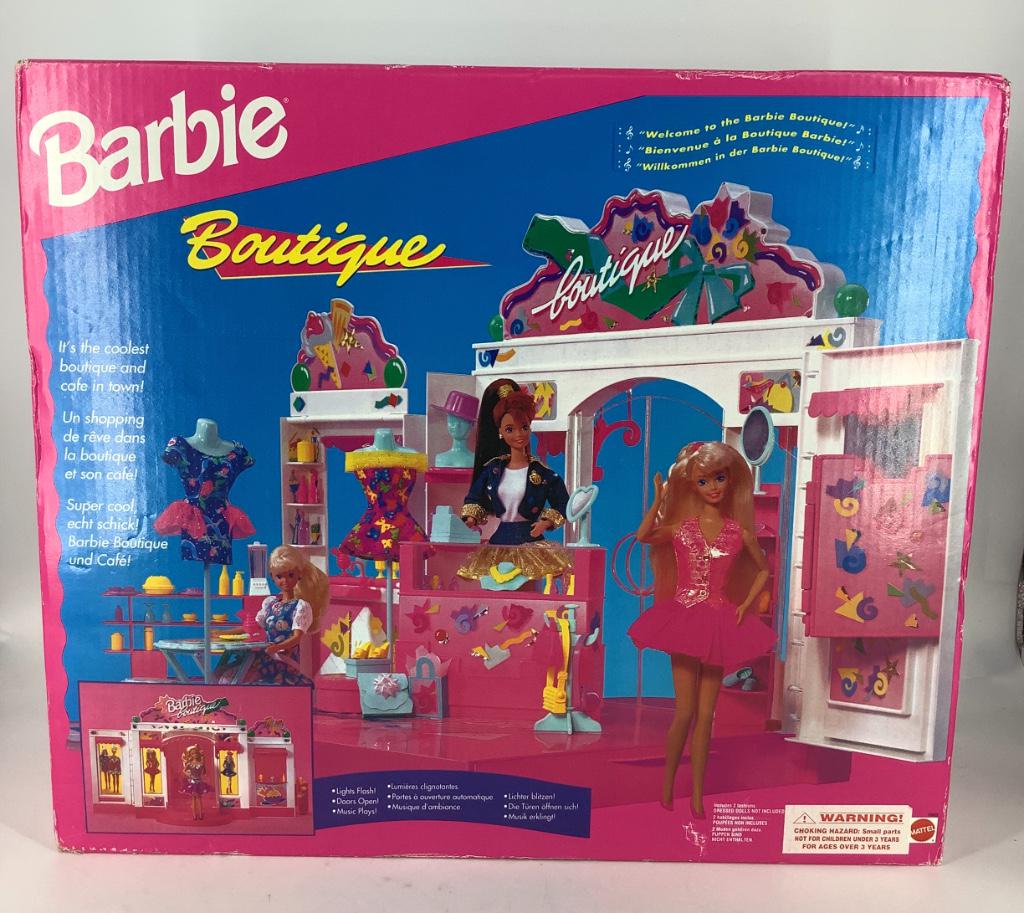 Barbie Boutique in original box-crimping around the: Barbie Boutique in original box-crimping around the box-box wear-box has a tear on very top and stickers on as well