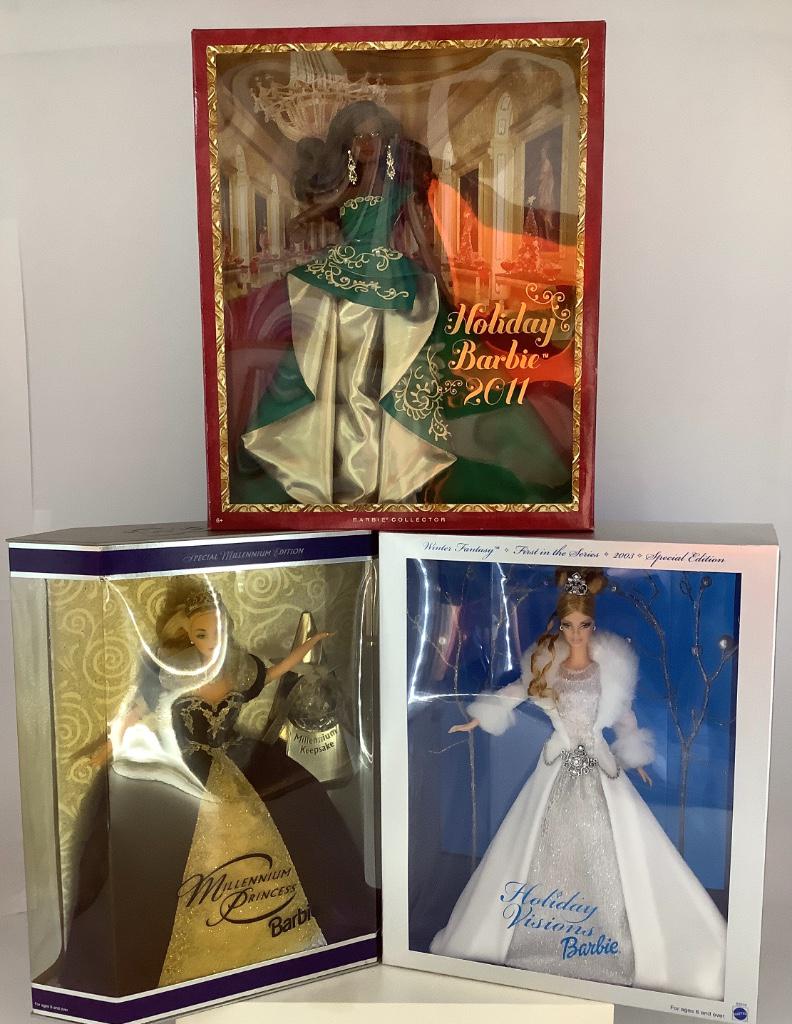 (3) CHRISTMAS BARBIES including Millennium Princess, (1 of 8)