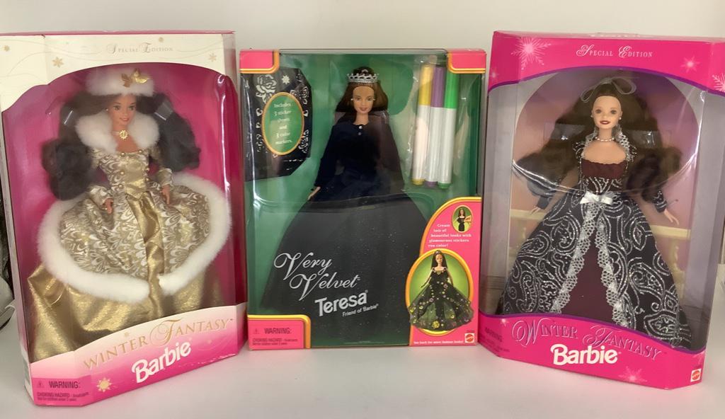 (3) Barbies - Very Velvet-Winter Fantasy (gold (1 of 4)