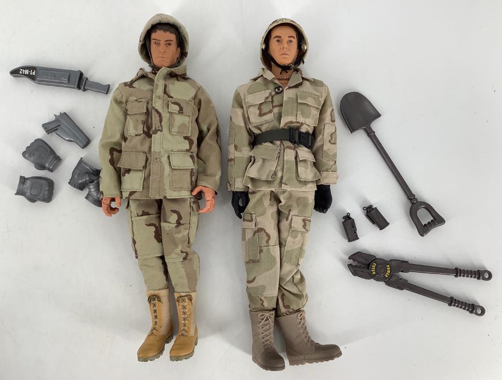 Lot of (2) 12" GI Joe Military dolls with accessories, (1 of 1)