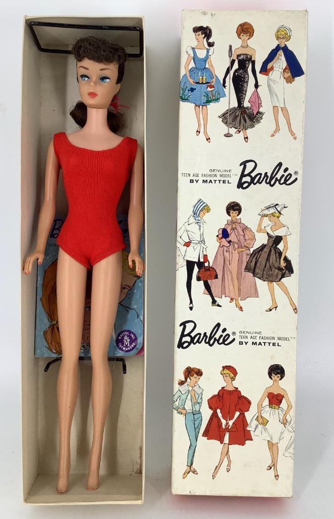 No. 6/7 Brunette Ponytail Barbie in box. Hollow body (1 of 1)
