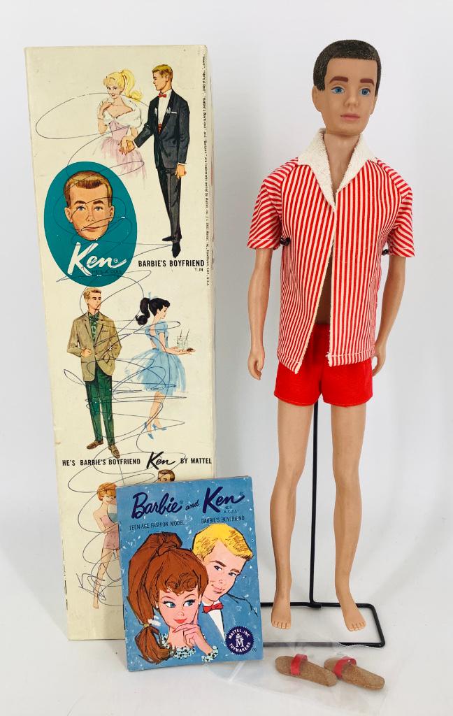 Brunette Flock Hair Ken in original box. Flocking is (1 of 2)