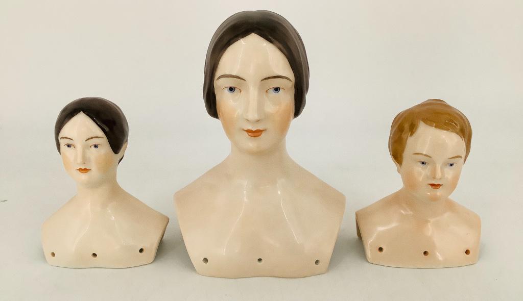 (3) contemporary Royal Copenhagen china shoulder heads. (1 of 2)