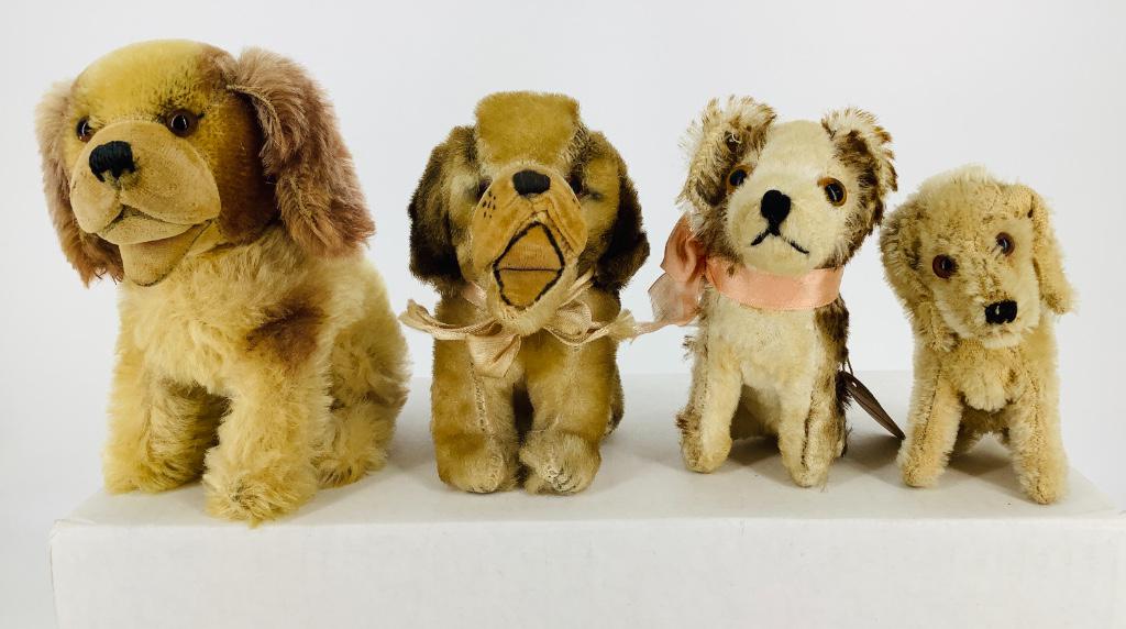 Lot (4) small plush dogs. Includes 6" tall mohair (1 of 1)