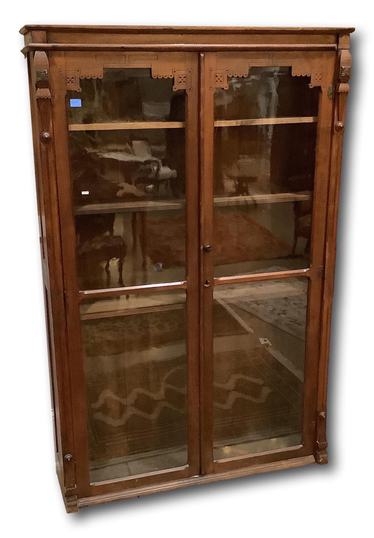 Eastlake Victorian two door cabinet, 49â€ x 13â€ x (1 of 4)