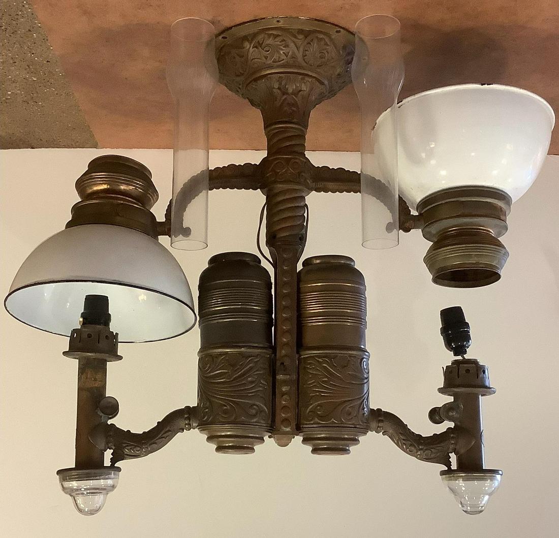 Brass Carbide 2 light ceiling fixture from Pullman (1 of 2)