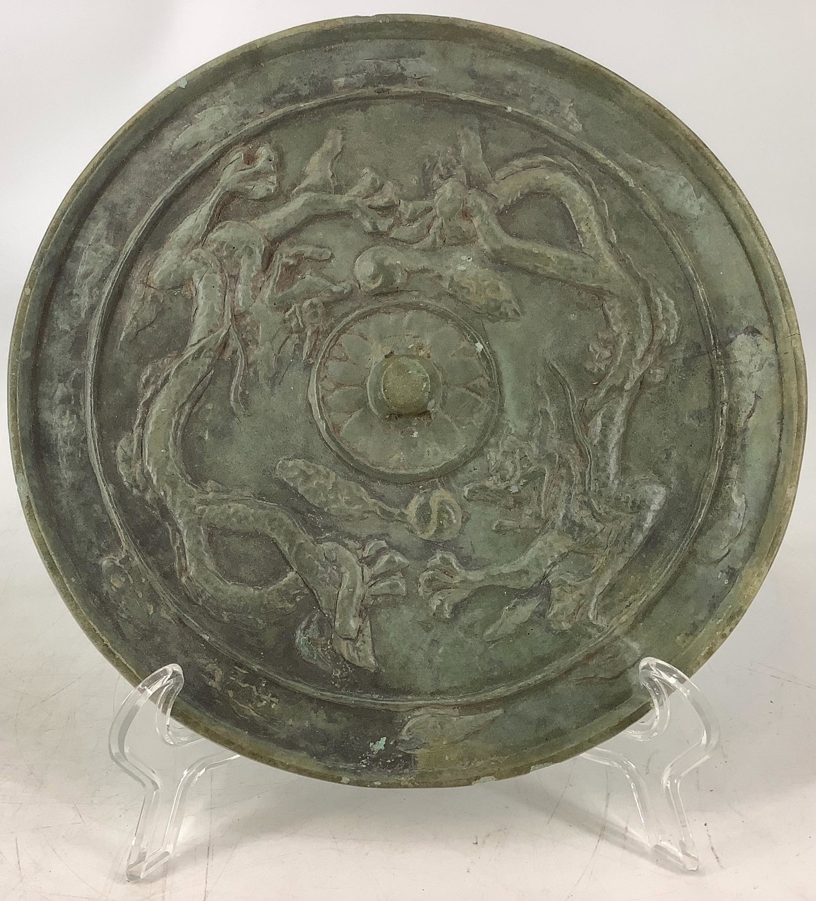 Korean Koryo 8.5â€ mirror, bronze. Age uncertain (1 of 3)