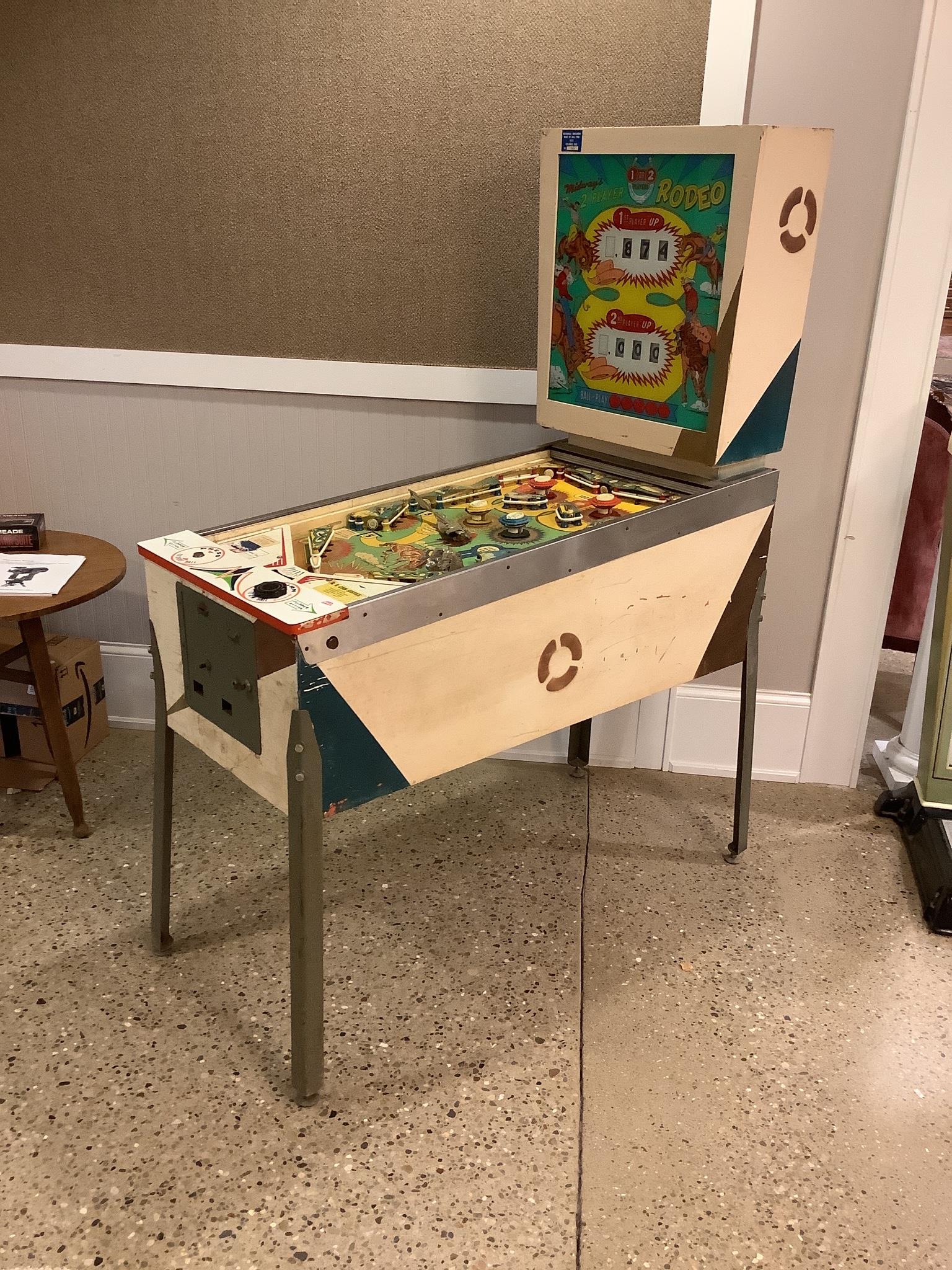 Midwayâ€™s 2 player Rodeo pinball machine, 22.5â€ x (1 of 2)