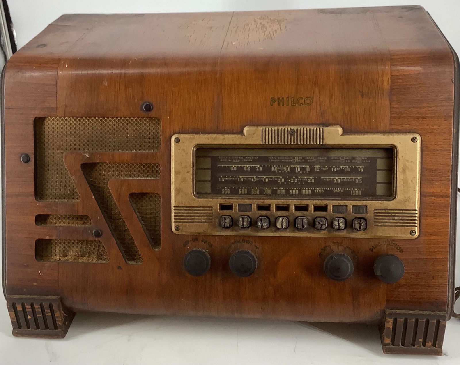 Philco Radio,12â€ high 19â€ wide Slant-Front Table (1 of 1)