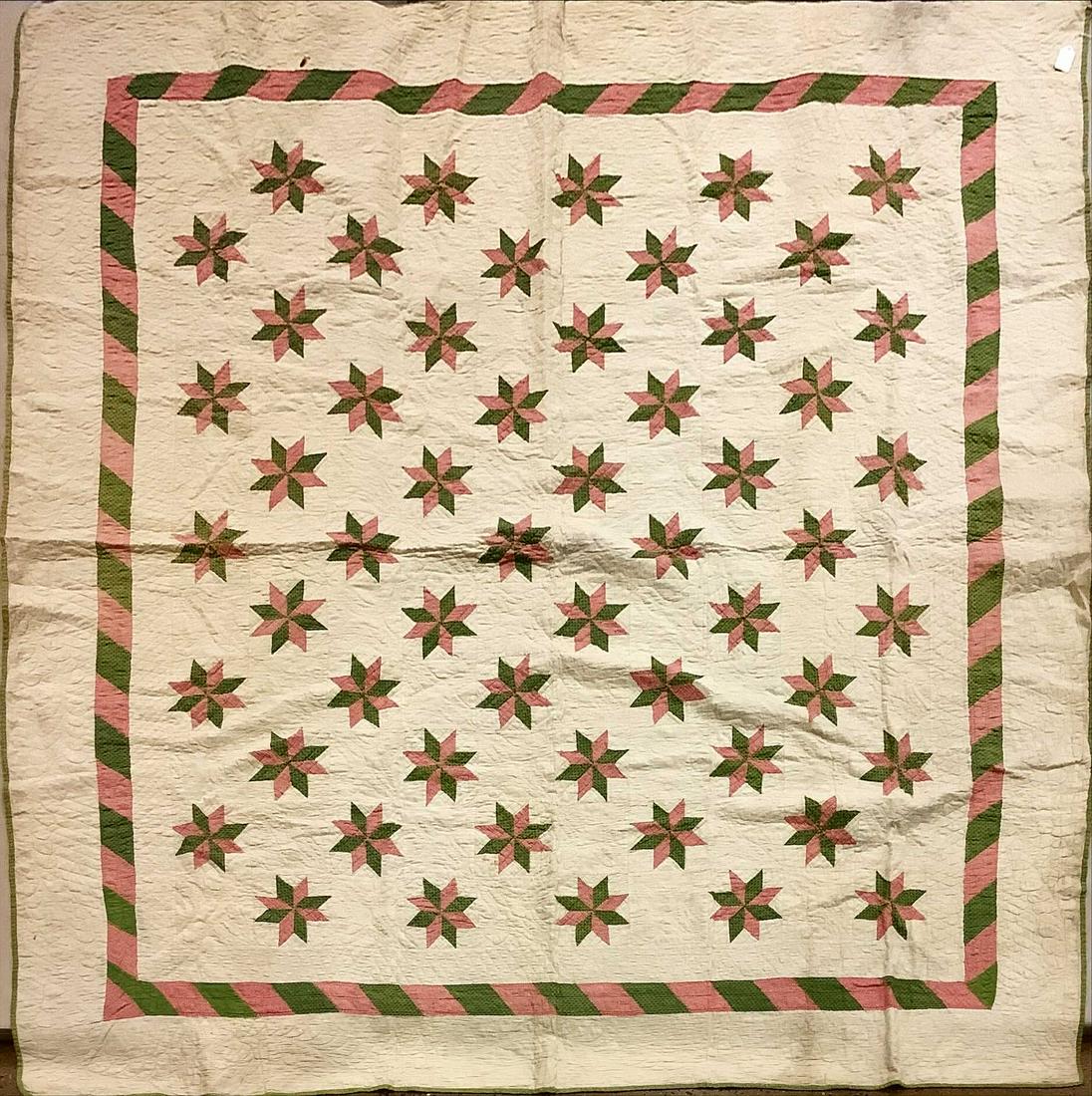 8 point star patch work quilt. Some stains and (1 of 5)