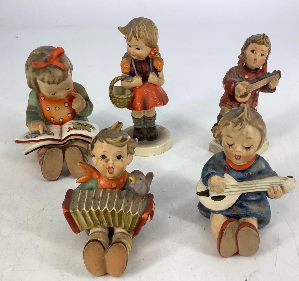 Five Hummel figurines ranging in size 3â€ to 4-1/2â€. (1 of 2)