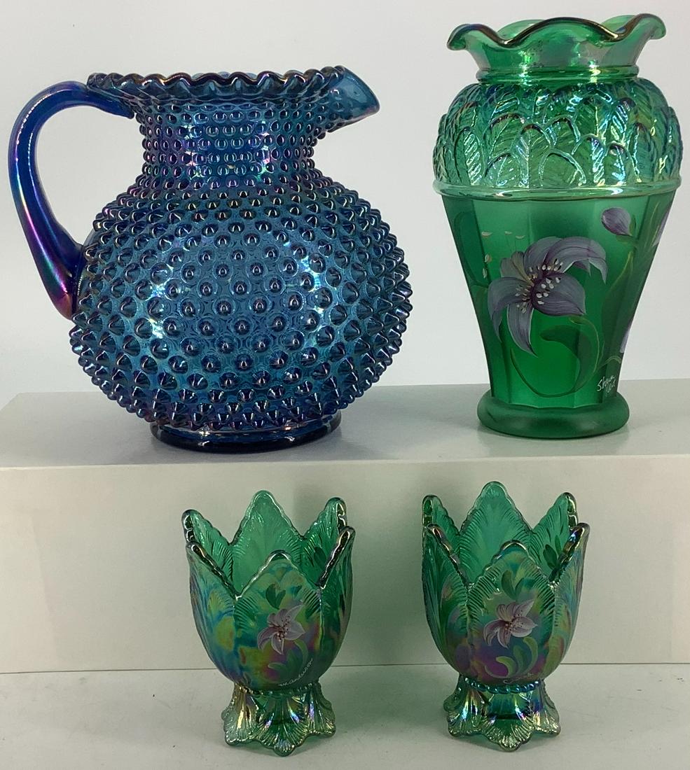 4 pieces of Fenton including blue carnival hobnail (1 of 7)