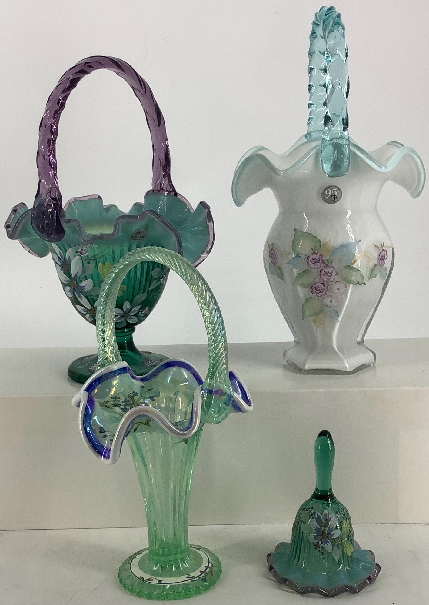 Lot of Fenton including 3 baskets and 1 bell. Pieces (1 of 9)
