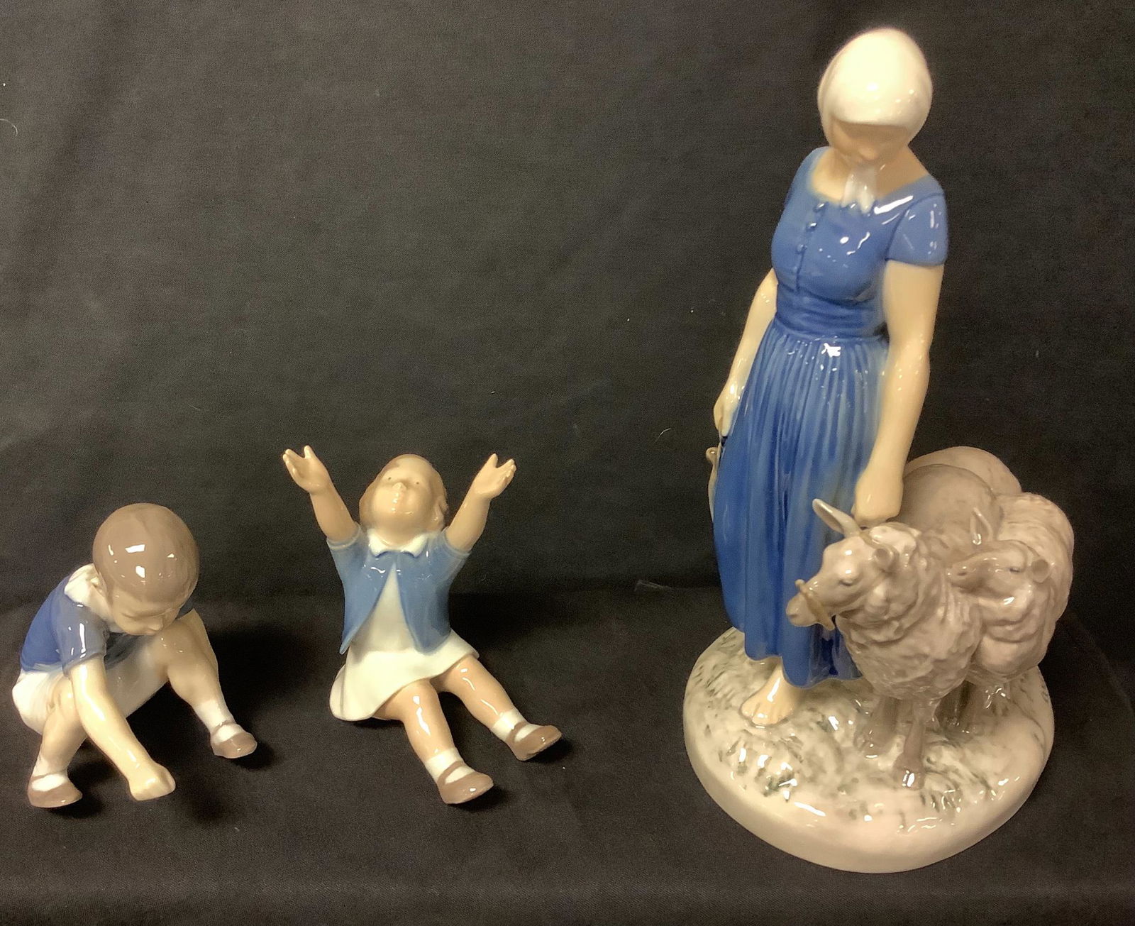 B&G Denmark, Lady with Lambs. 10.5â€ high. Little boy (1 of 2)