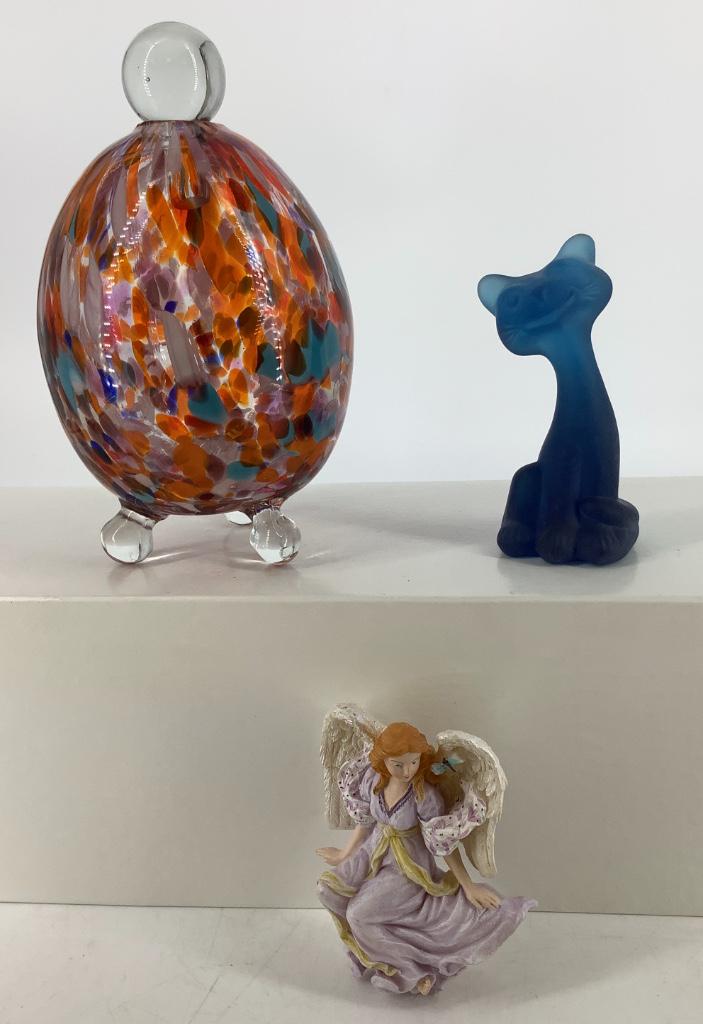 Misc. lot includes blue winking Fenton glass 4 1/2â€ (1 of 1)