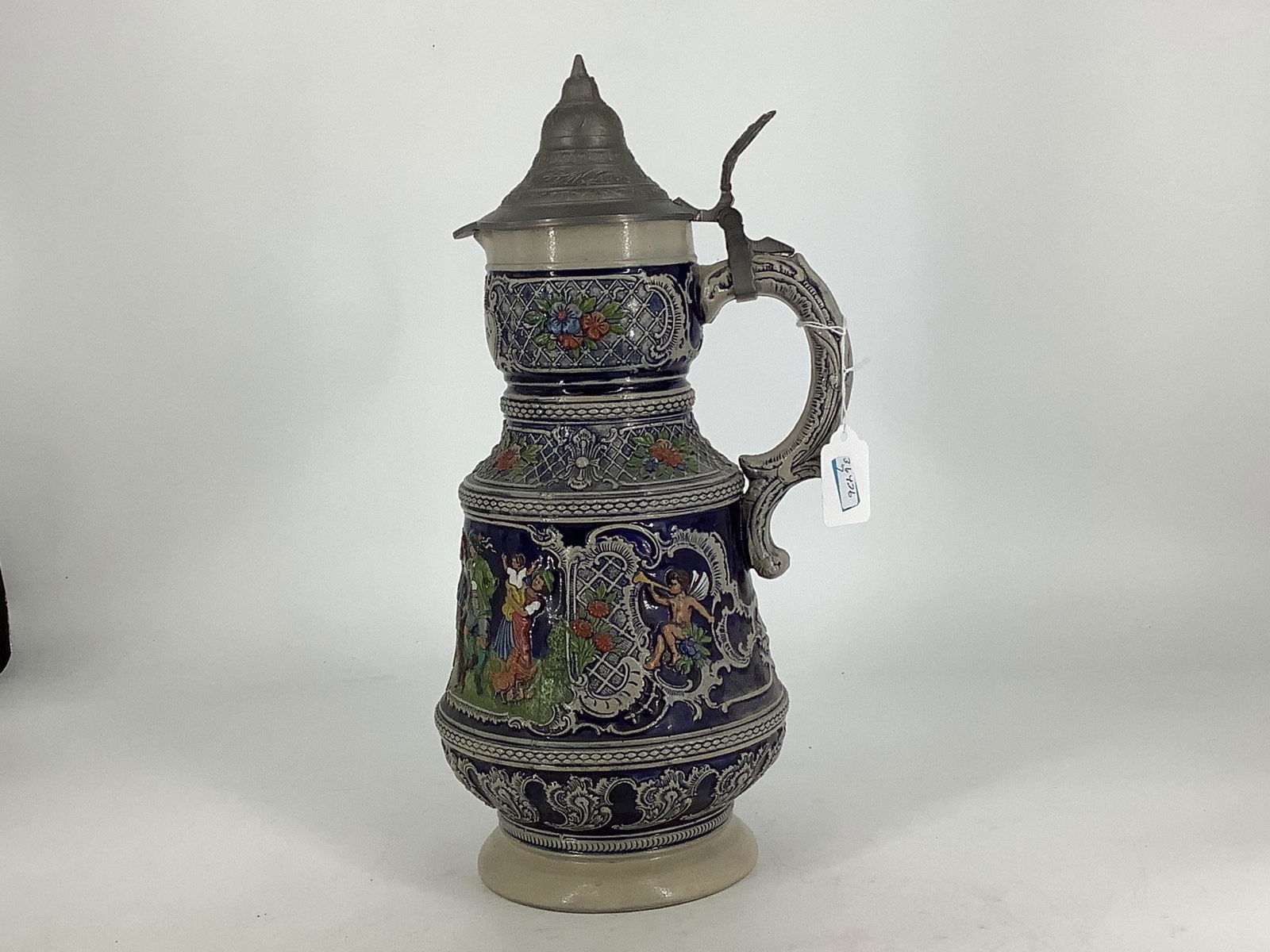 Large German stein with pewter lid, 15â€H (1 of 3)