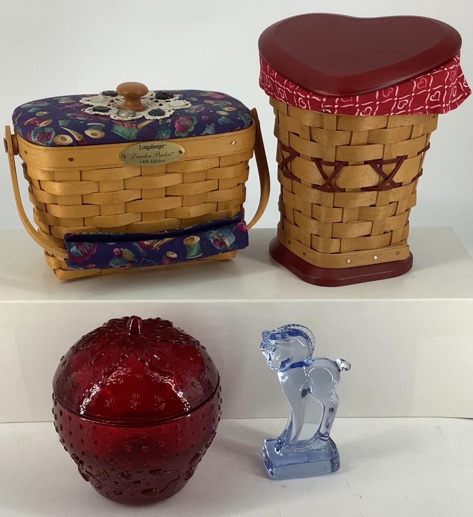 Lot of misc Longaberger items. Including heart basket (1 of 10)