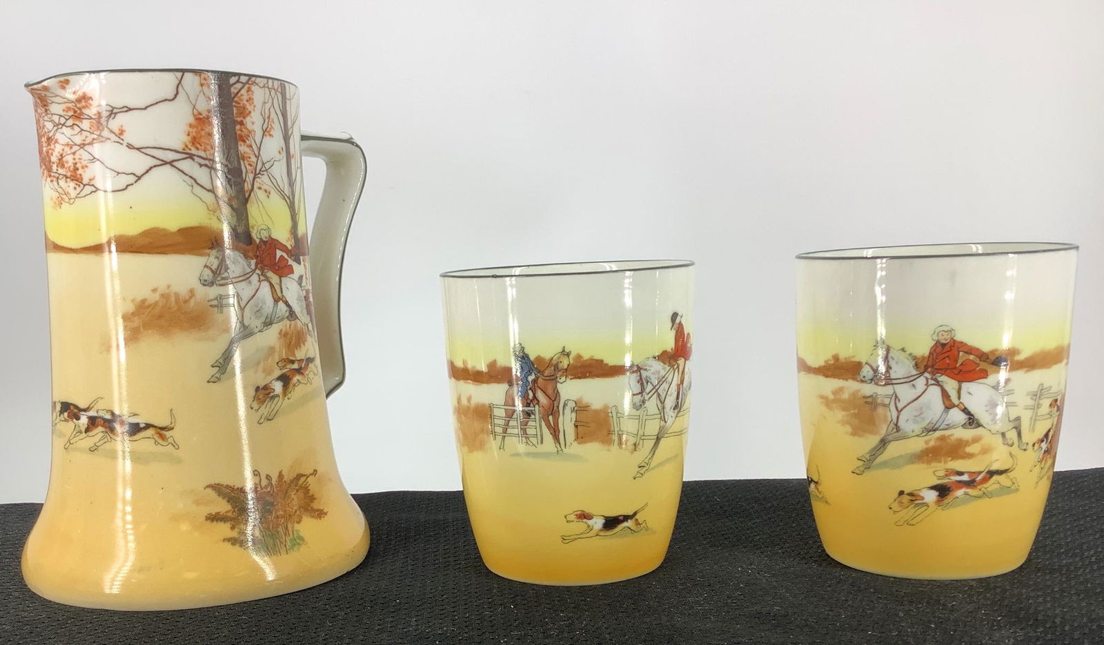 Royal Doulton, Hunting. Pitcher 6â€ tall with 2 Burke: Royal Doulton, Hunting. Pitcher 6” tall with 2 Burke Beaker