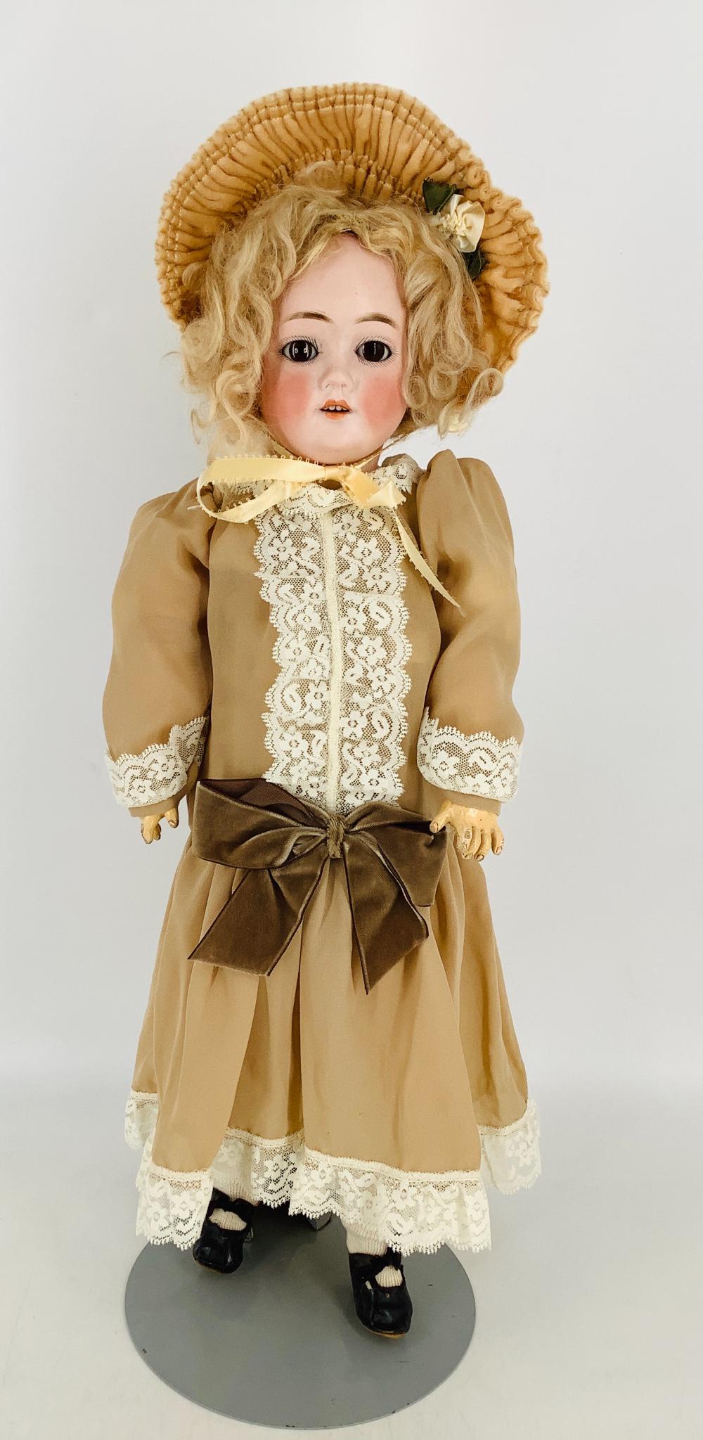 11 1/2" bisque doll with mohair wig, set glass eyes (1 of 3)