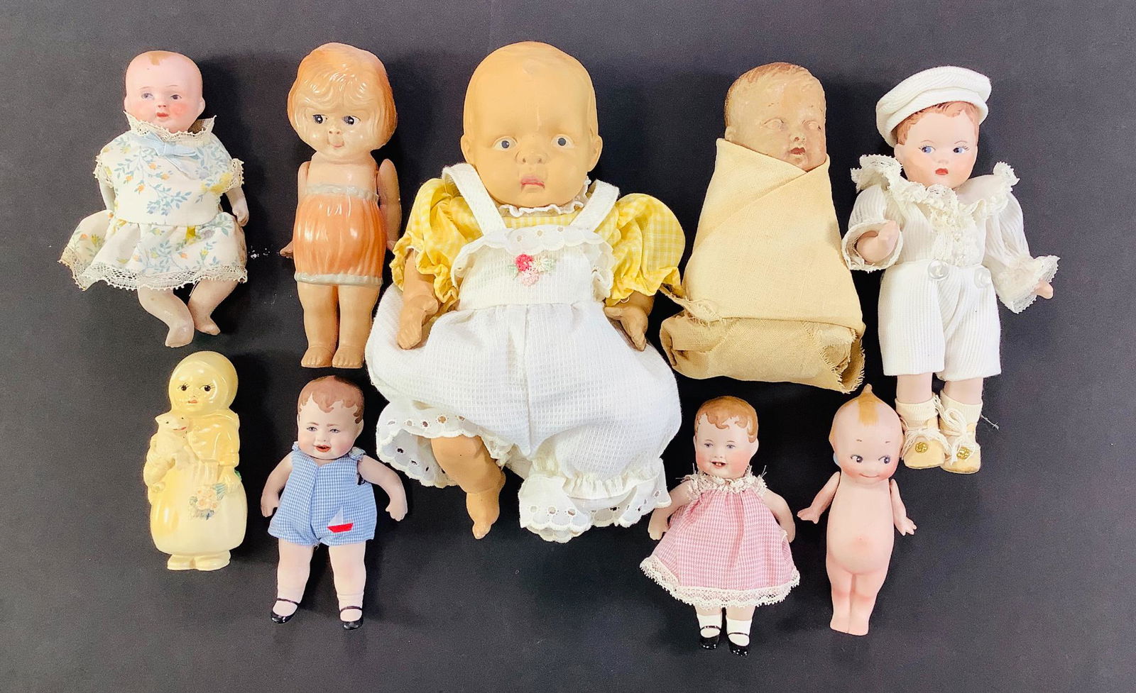 Lot (9) dolls including, bisque, china, vinyl, (1 of 1)