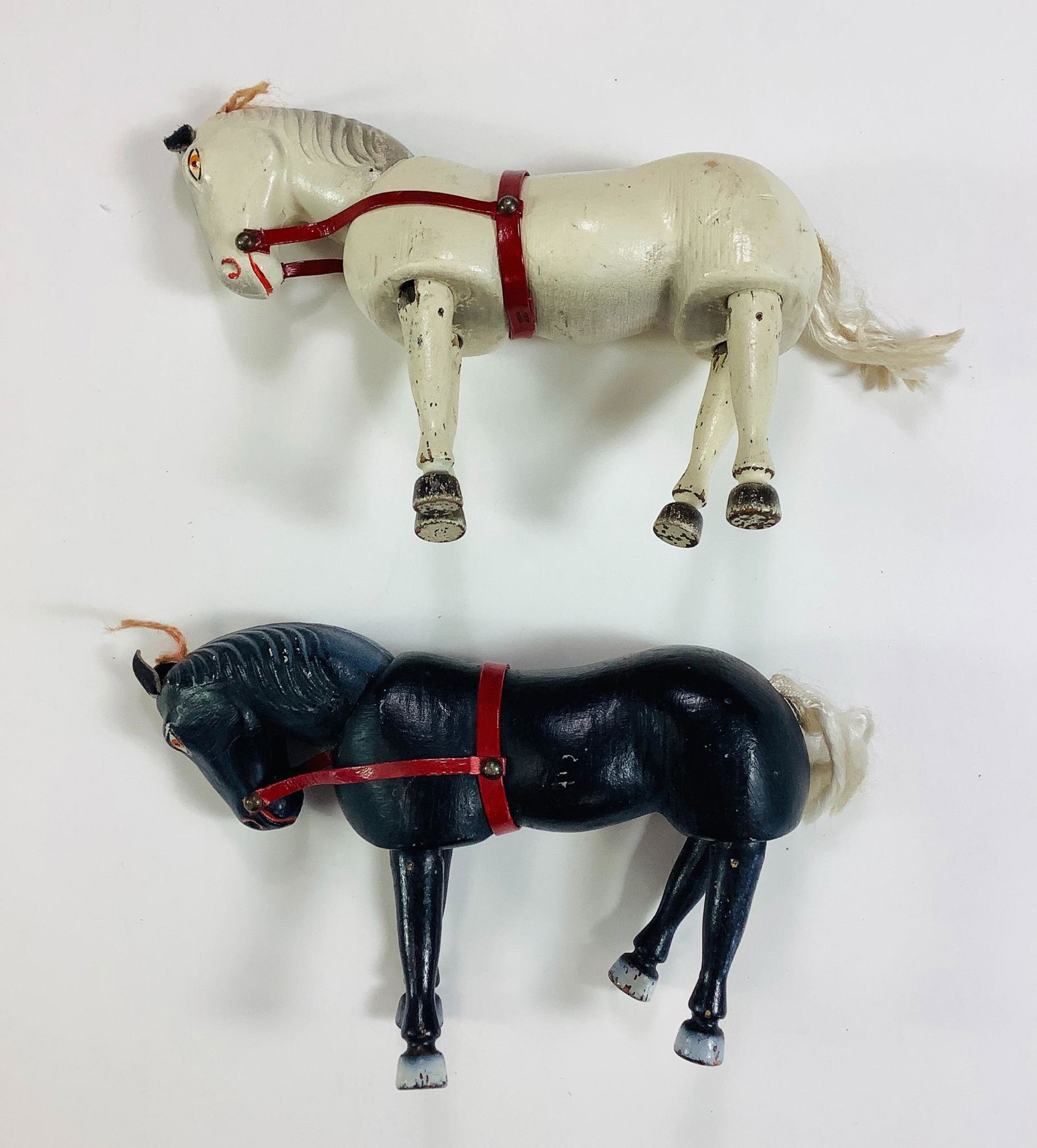 (2) Schoenhut horses, Black and White. 7 1/2" long, (1 of 1)