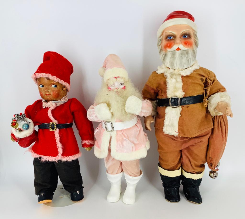 (3) Vintage Christmas Dolls. Includes 19" Composition