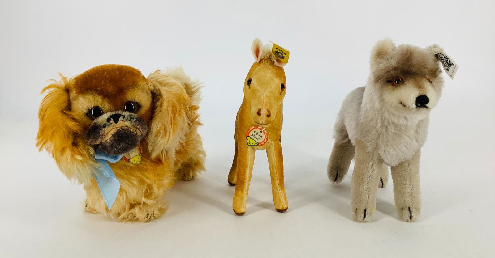 Lot (3) tagged Steiff Animals. Includes 5" mohair Peky, (1 of 1)