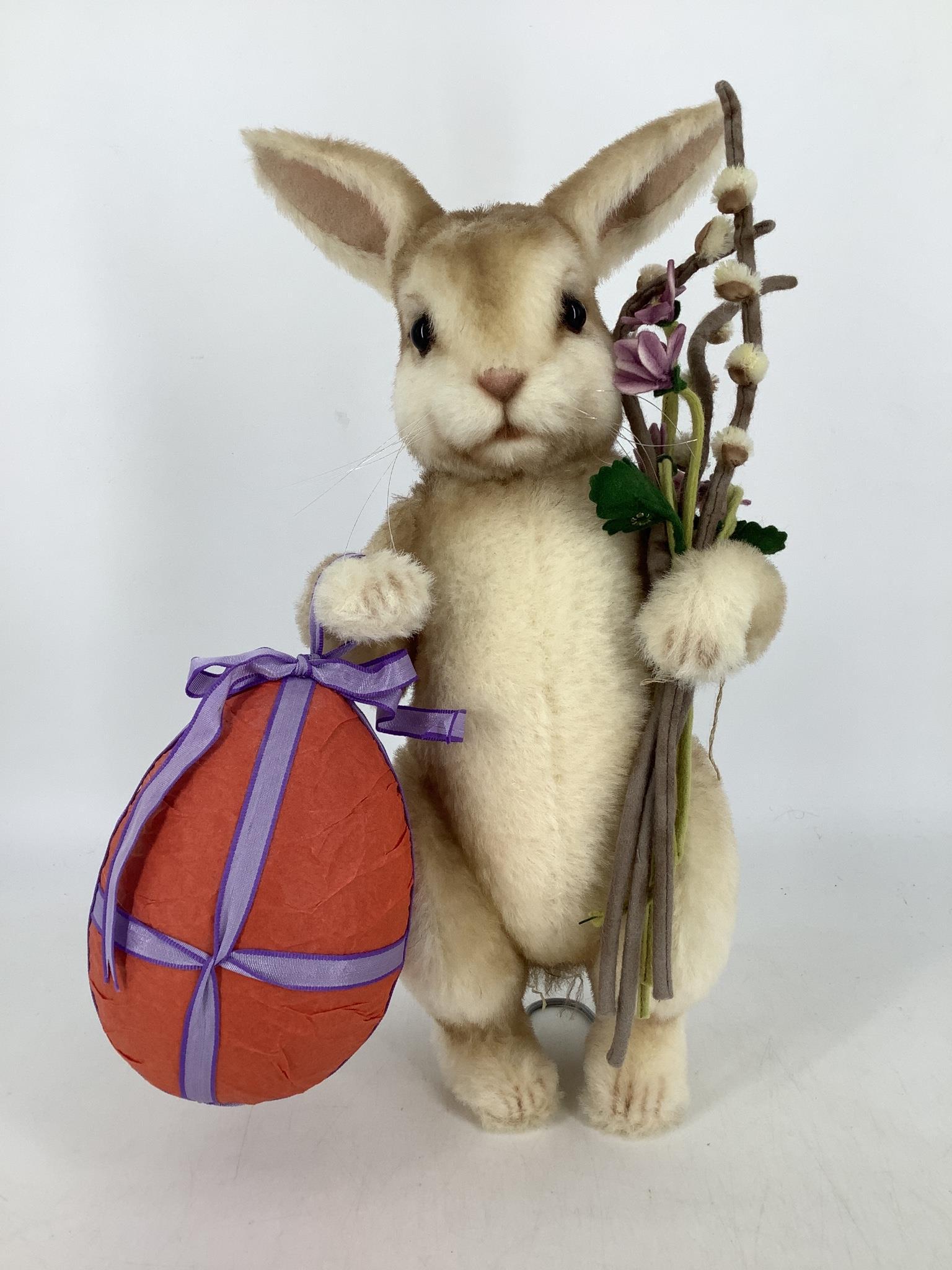 Mohair "Peter Cottontail" by R. John Wright. From the: Mohair "Peter Cottontail" by R. John Wright. From the Springtime Friends Collection, Peter is a fully-jointed 15" rabbit with embroidered features and glass eyes. He holds a bouquet of pussywillows an