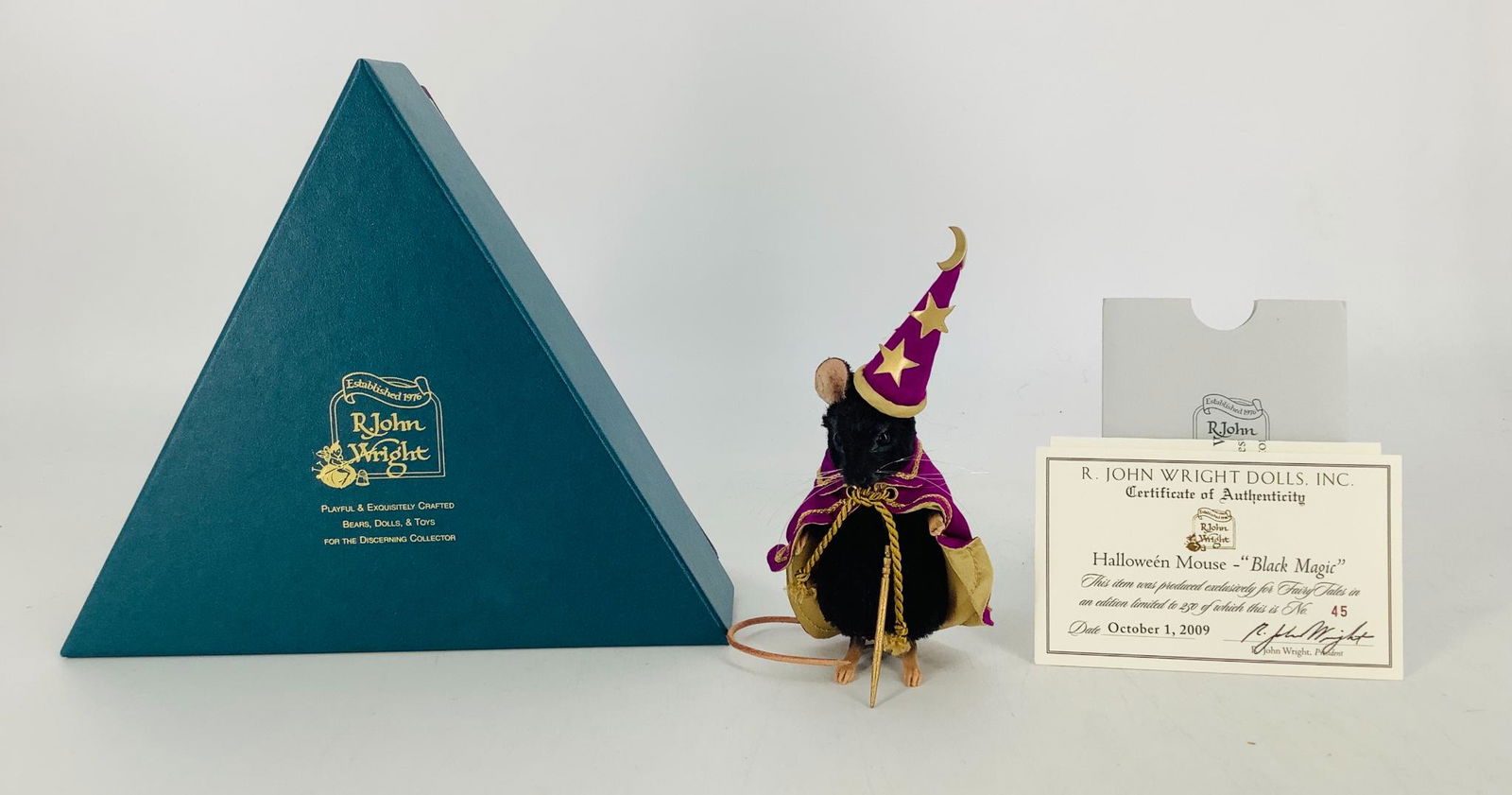 Black mohair Halloween Mouse "Black Magic" by R. John (1 of 2)