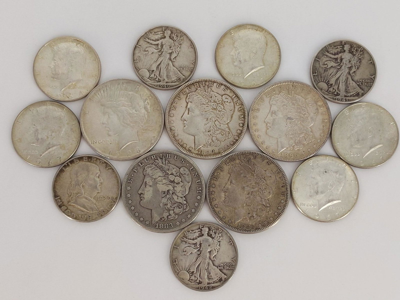 Five U.S. $1.00 Coins + Nine Half Dollars (1 of 2)