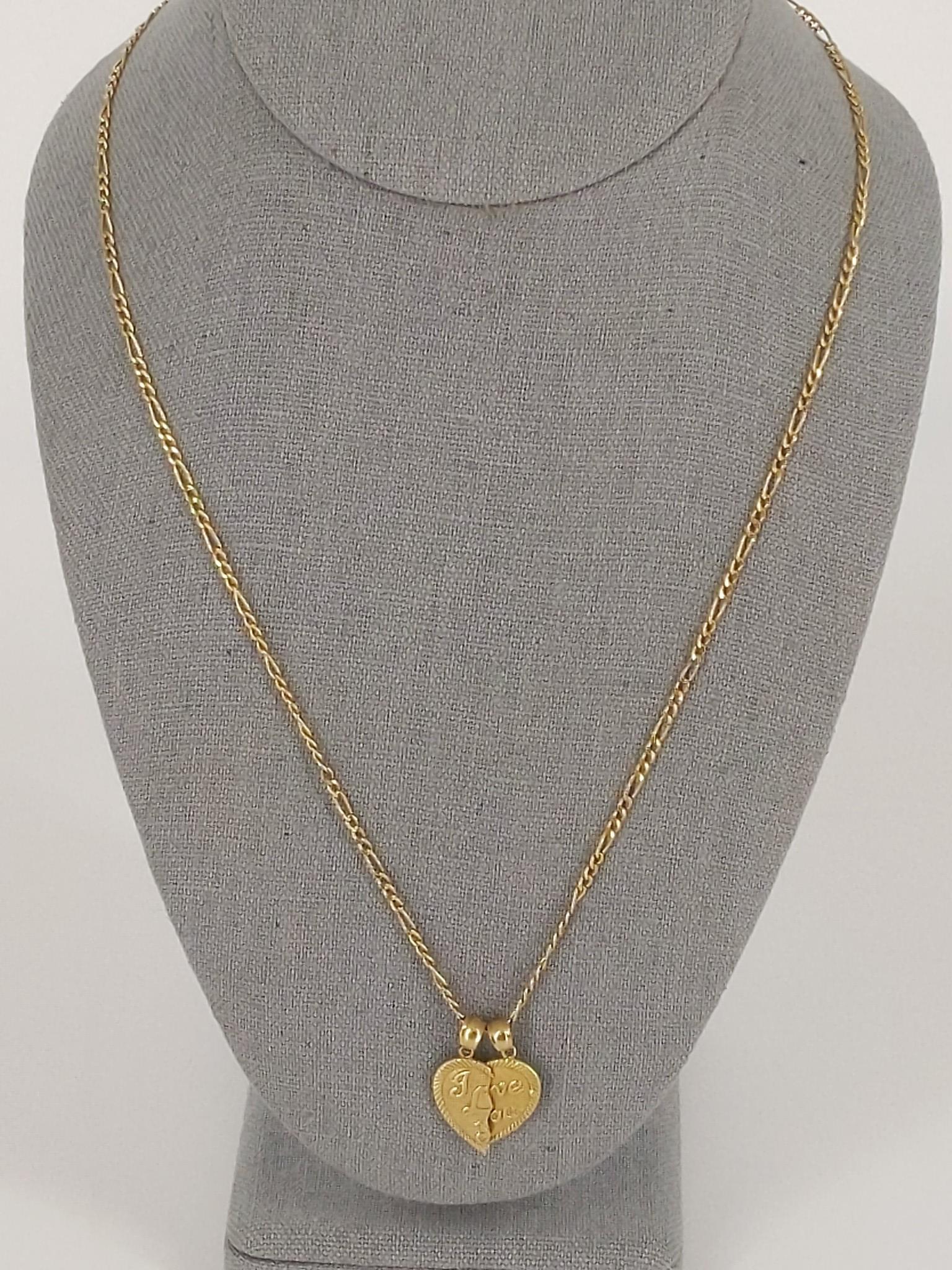 14kt Yellow Gold Necklace With A Broken Heart Pendant (1 of 3)