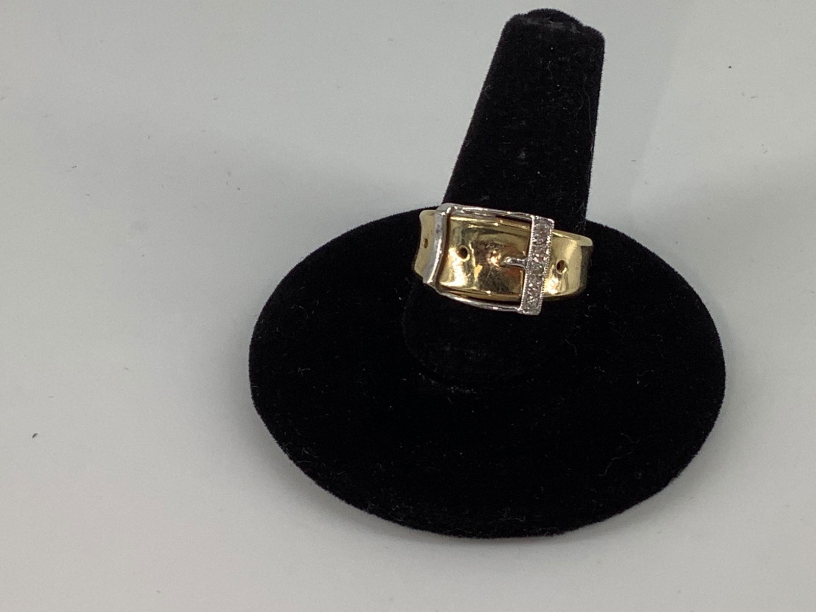 14kt Dual Tone Gold Buckle Ring With Small Diamond Acce (1 of 2)
