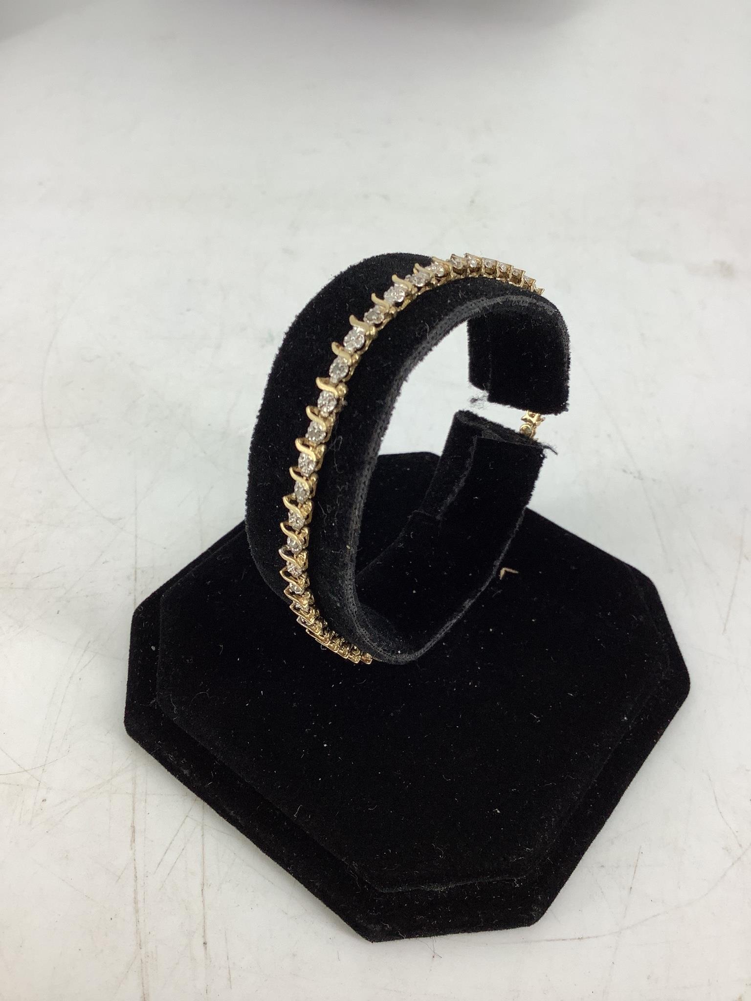 10kt Dual Tone Diamond Tennis Bracelet (1 of 4)