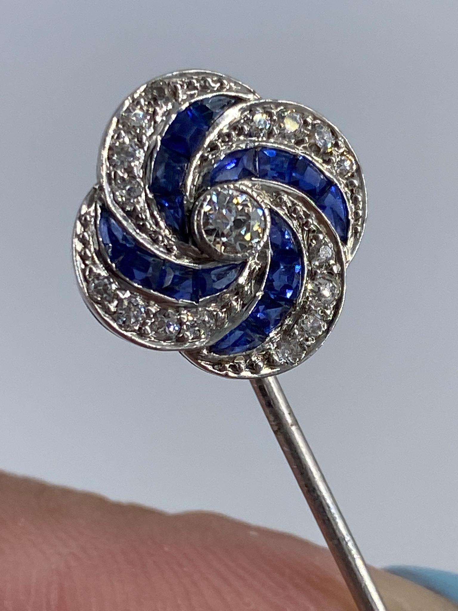 Vintage Platinum Stick Pin With Gemstones (1 of 9)
