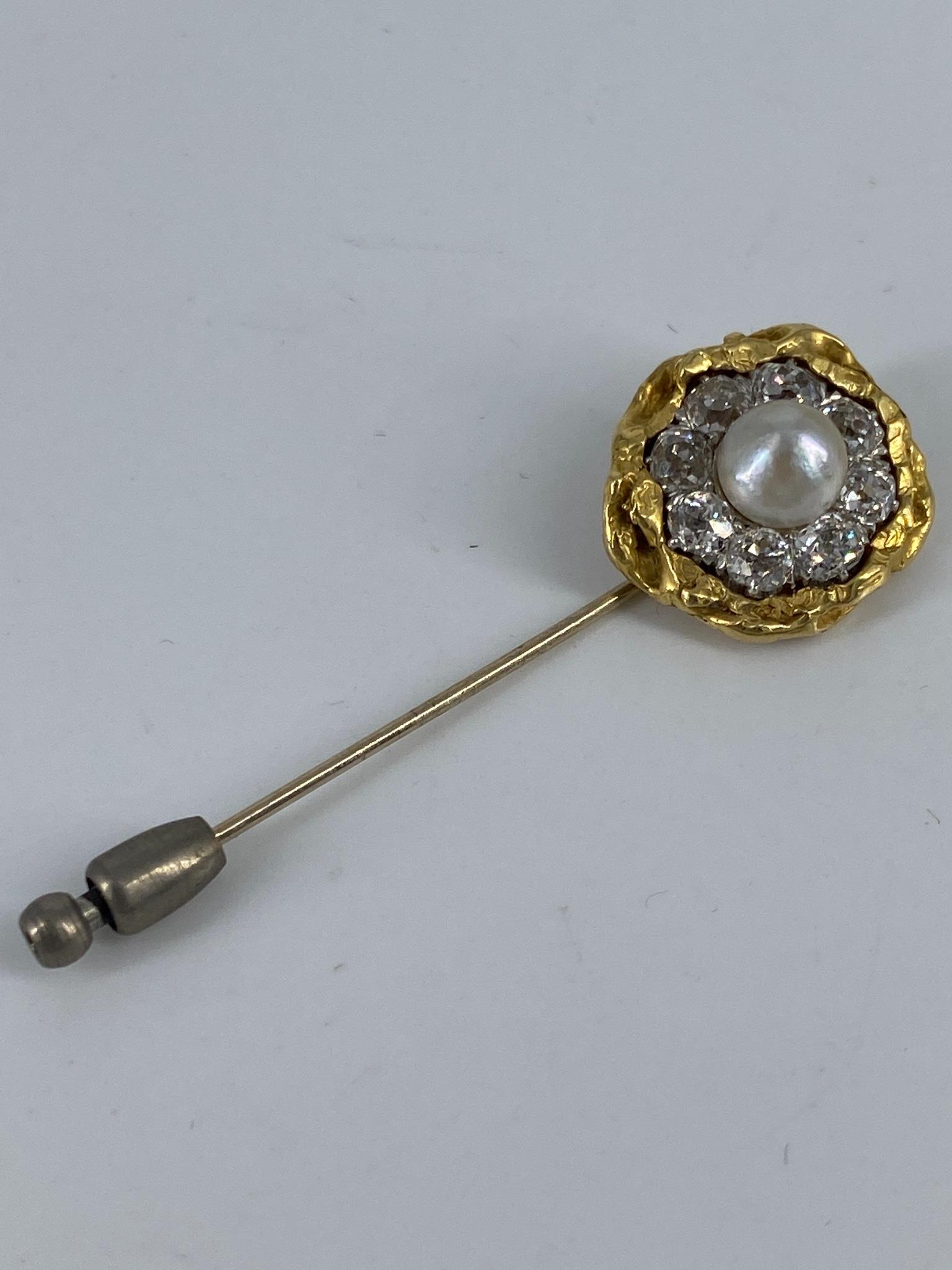 Vintage 18kt Gold and Diamond Stick Pin (1 of 5)