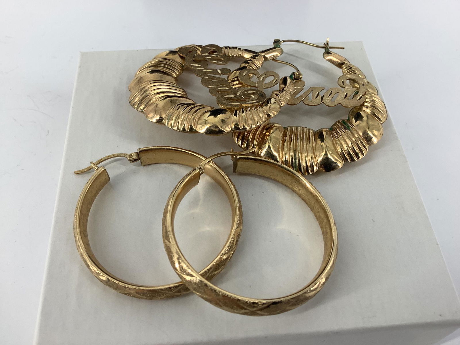 Two Pairs of Gold Hoop Earrings (1 of 2)