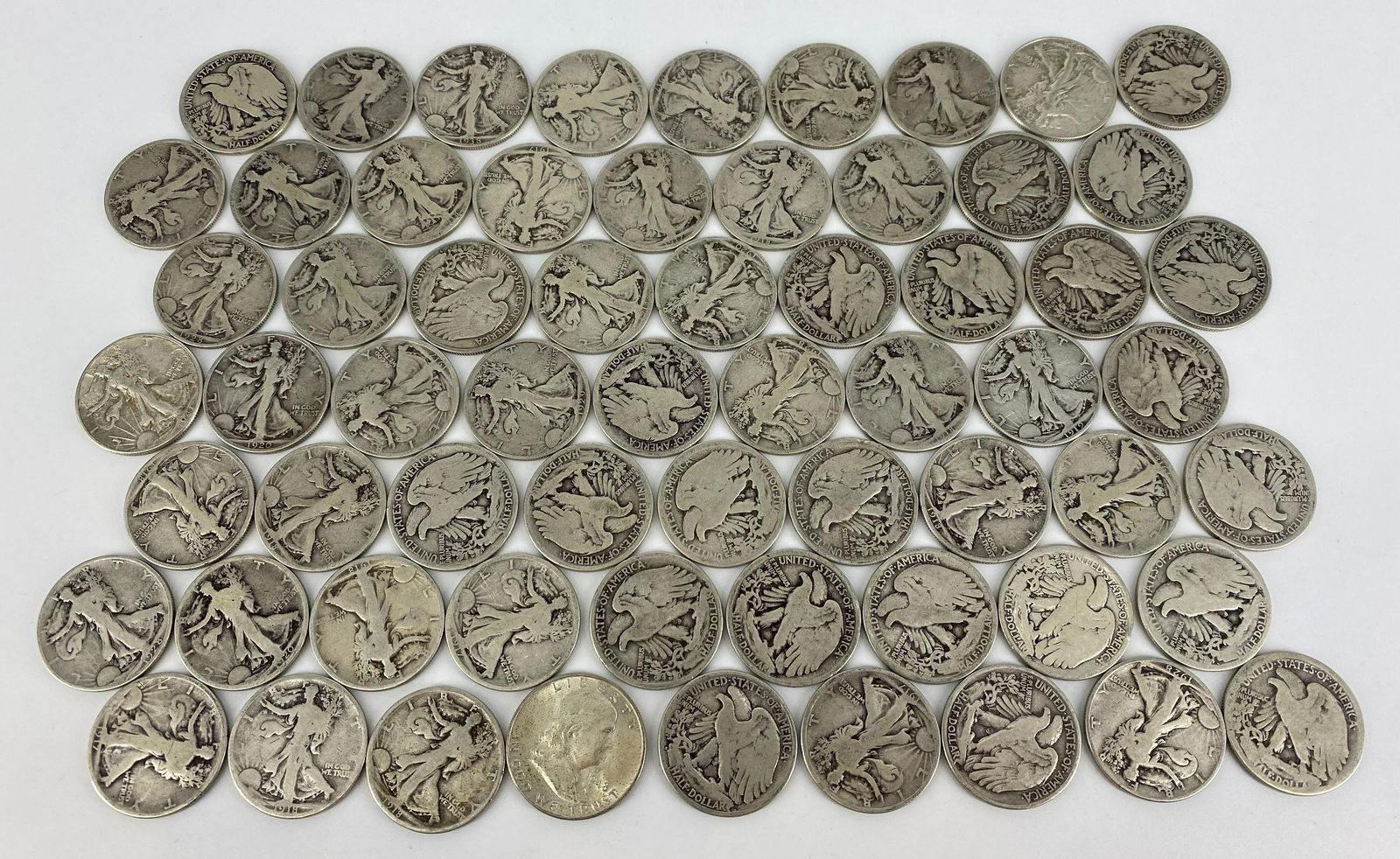 Sixty-Three U.S. Walking Liberty and Franklin Silver (1 of 8)