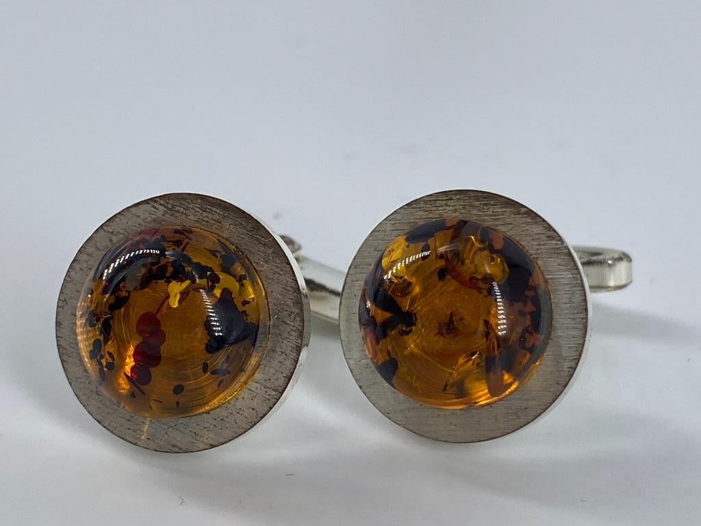 Silver & Baltic Amber Cufflinks (1 of 4)