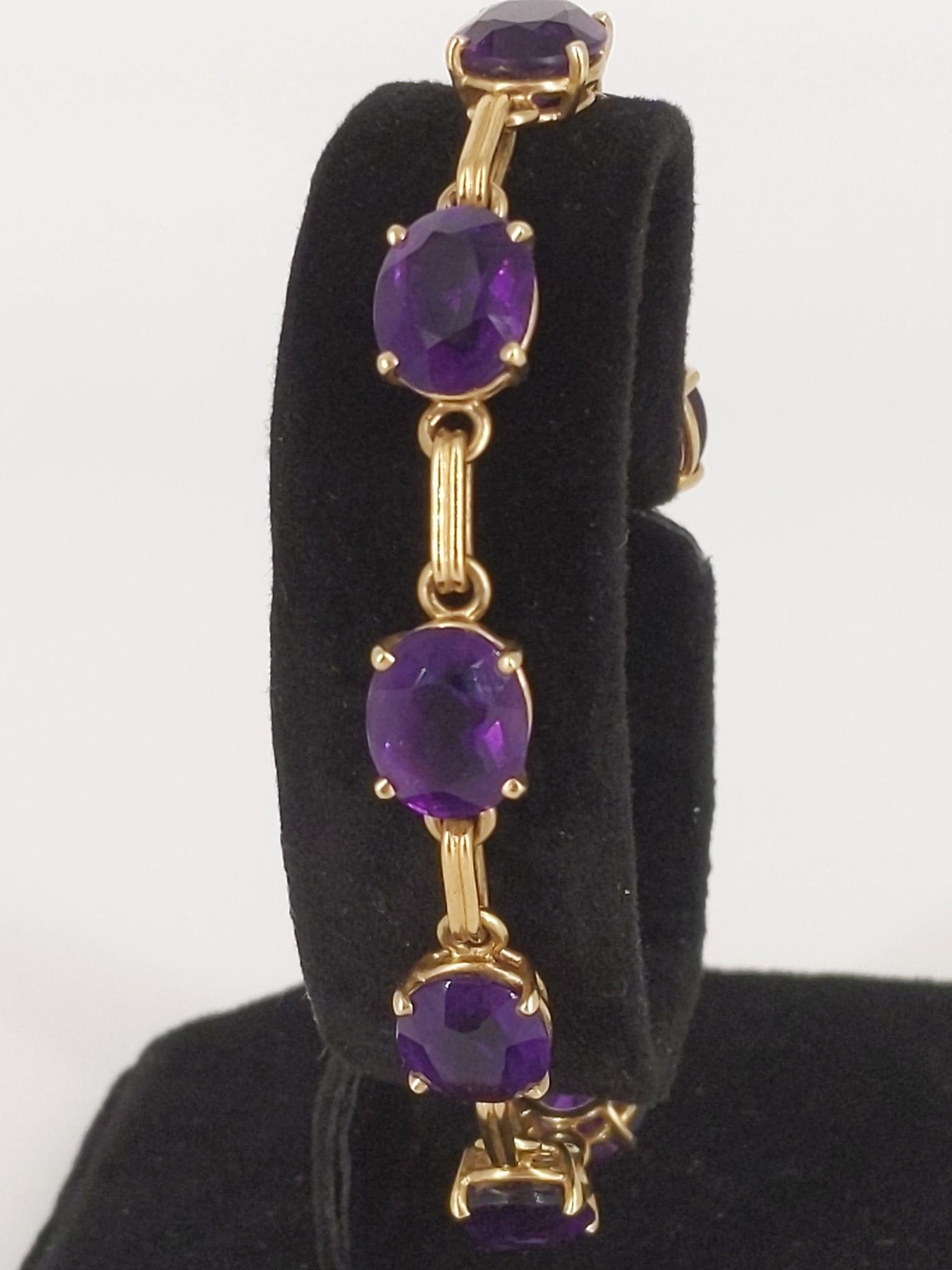 14kt Yellow Gold and Amethyst Gemstone Line Bracelet (1 of 6)