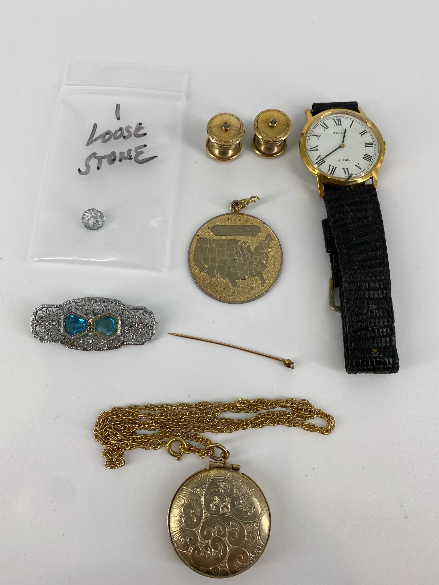Watch, Necklace with Locket, Pin, Three Misc. Pieces, (1 of 2)